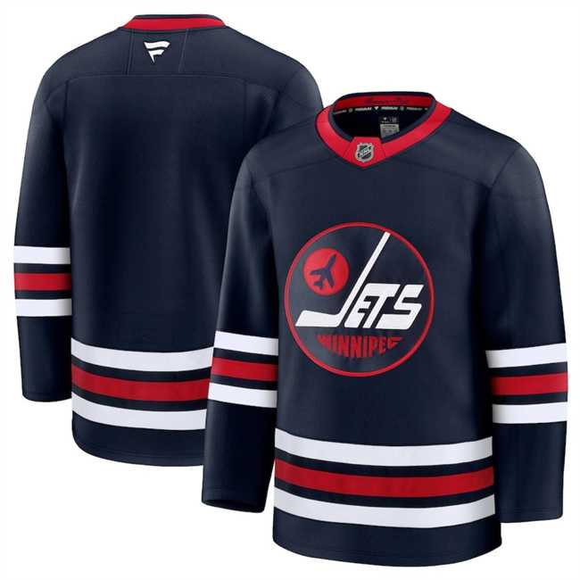 Mens Winnipeg Jets Custom Navy 2024-25 Alternate Stitched Hockey Jersey->customized nhl jersey->Custom Jersey